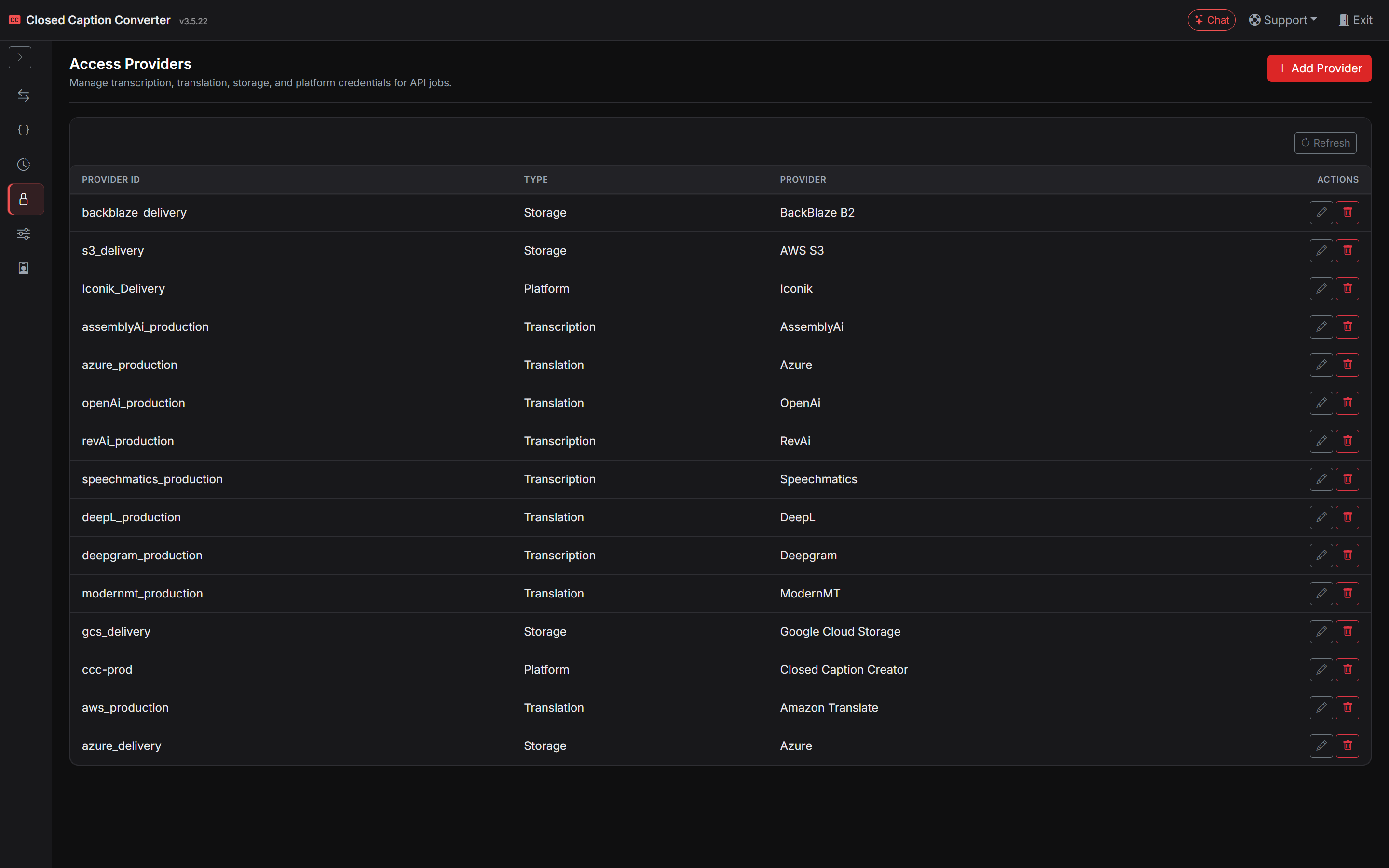 Access Providers configuration