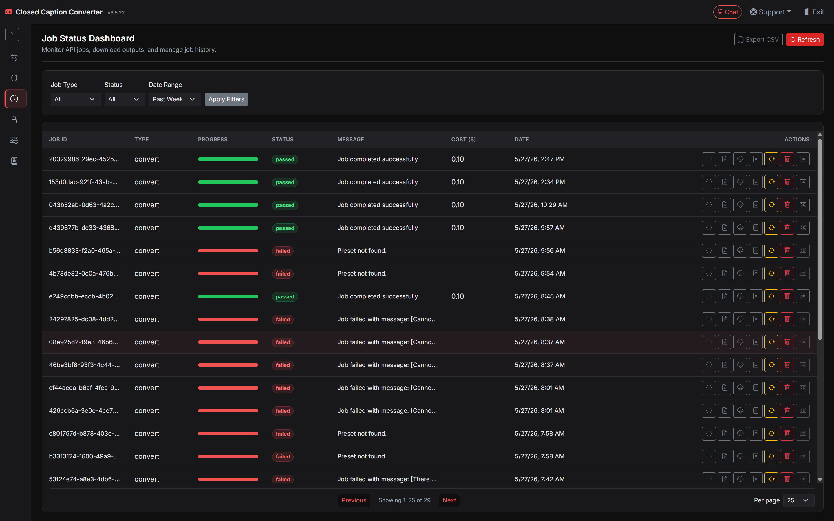 Job Status Dashboard