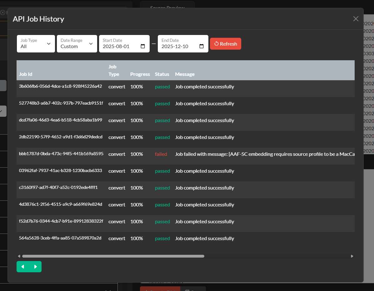 Job History Dashboard