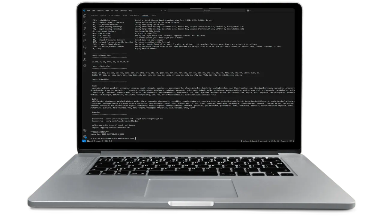 Closed Caption Converter CLI
