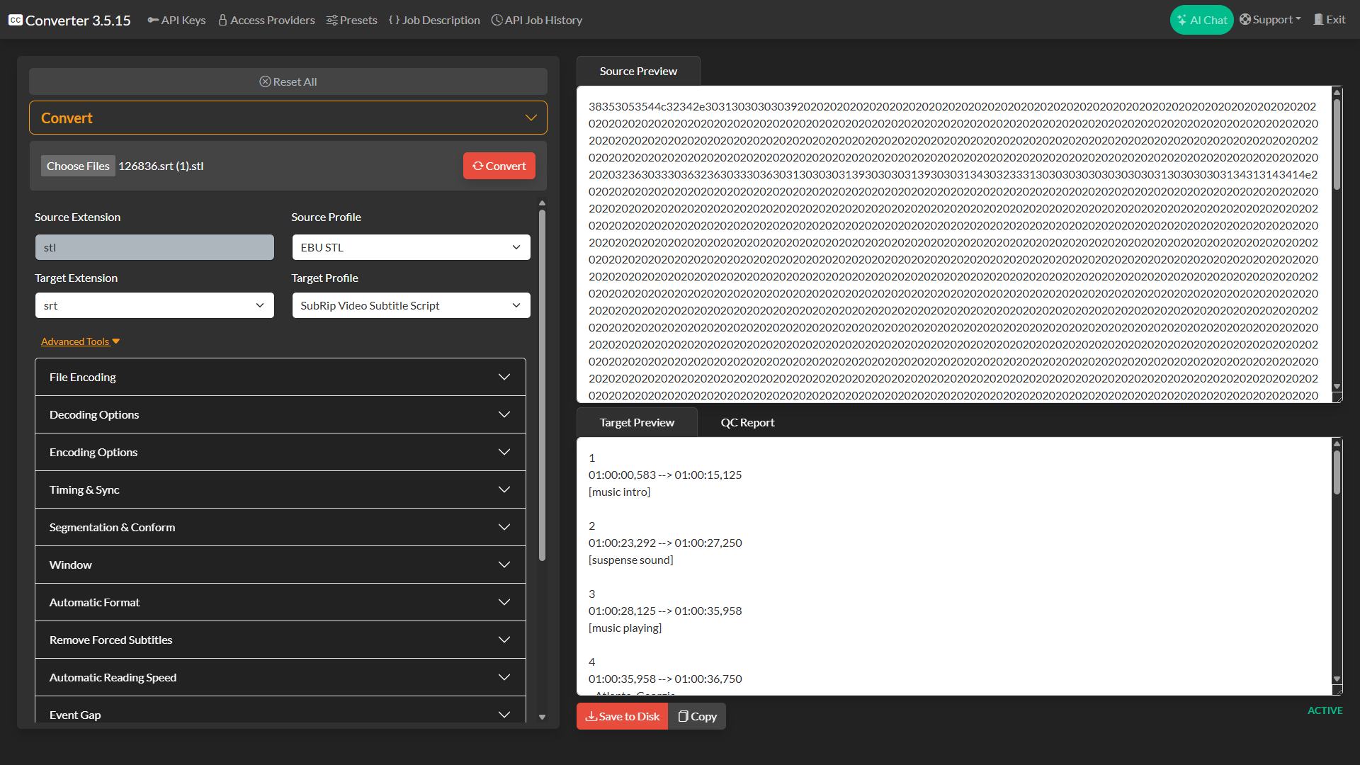 Closed Caption Converter web application