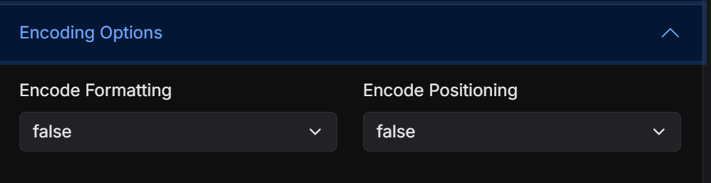 Encoding options