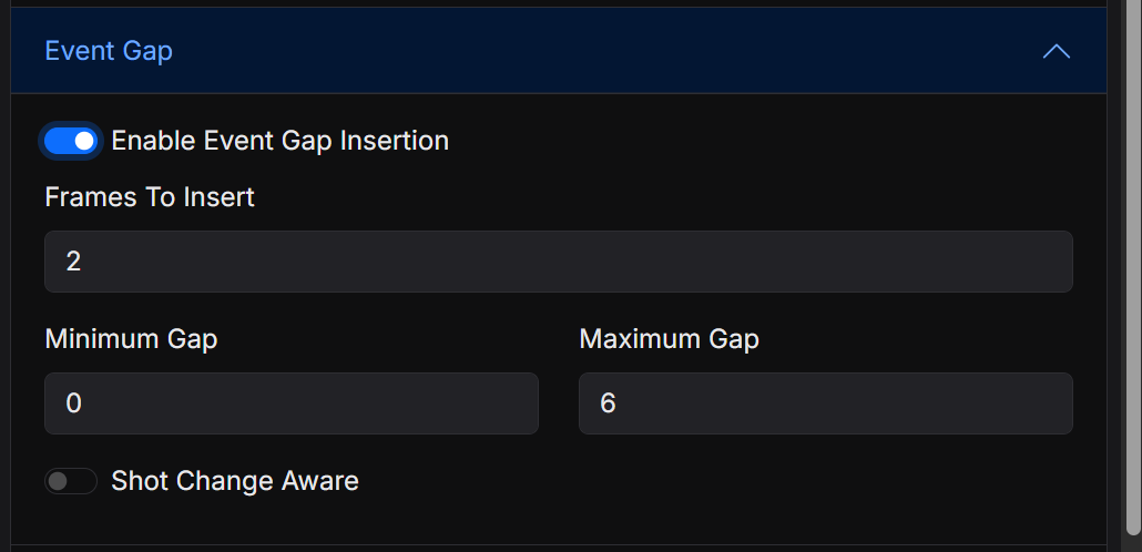 Event Gap filter