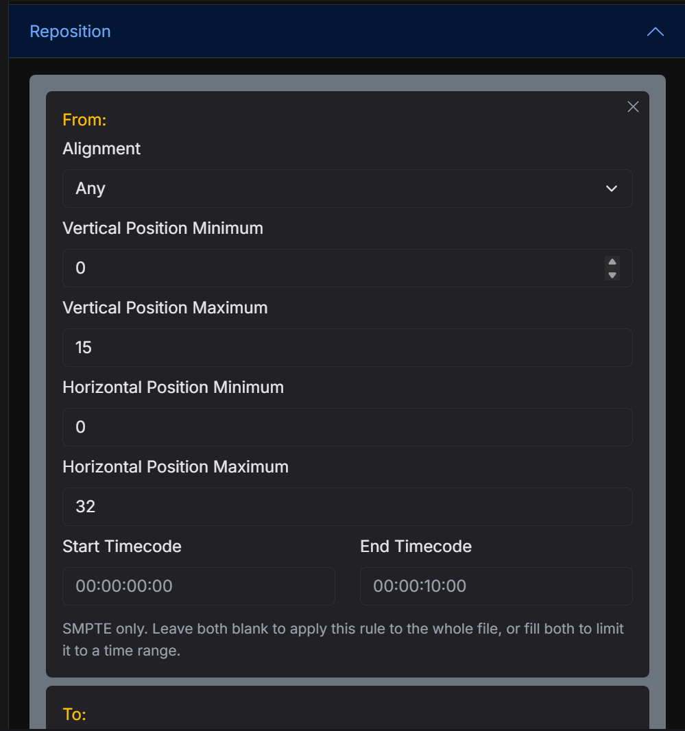Reposition filter