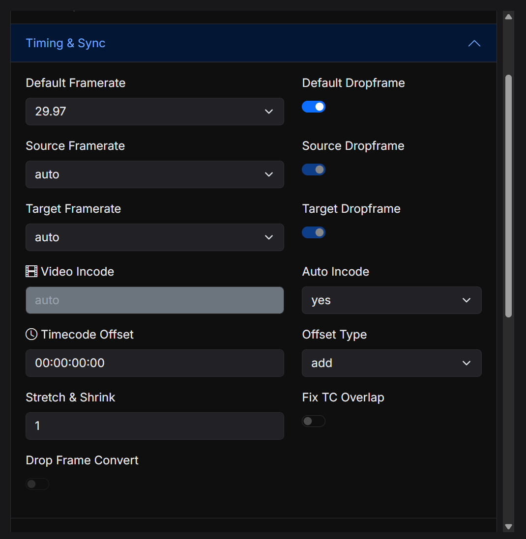 Timing options